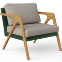 Ver imagem 3 de Kit 02 Poltronas Decorativas Sala Estar Pietra L02 Facto Verde Musgo Linho Bege - Lyam Decor