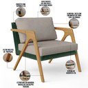 Ver imagem 4 de Kit 02 Poltronas Decorativas Sala Estar Pietra L02 Facto Verde Musgo Linho Bege - Lyam Decor
