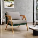 Ver imagem 2 de Kit 02 Poltronas Decorativas Sala Estar Pietra L02 Facto Verde Musgo Linho Bege - Lyam Decor