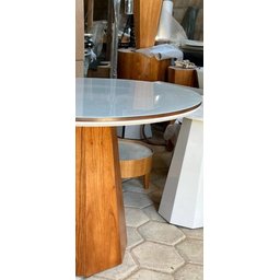 Mesa de Jantar Cone Base Oitavada Mel com Tampo Duplo 90cm Mel/off/mel Redondo ****somente a Mesa*** - 2