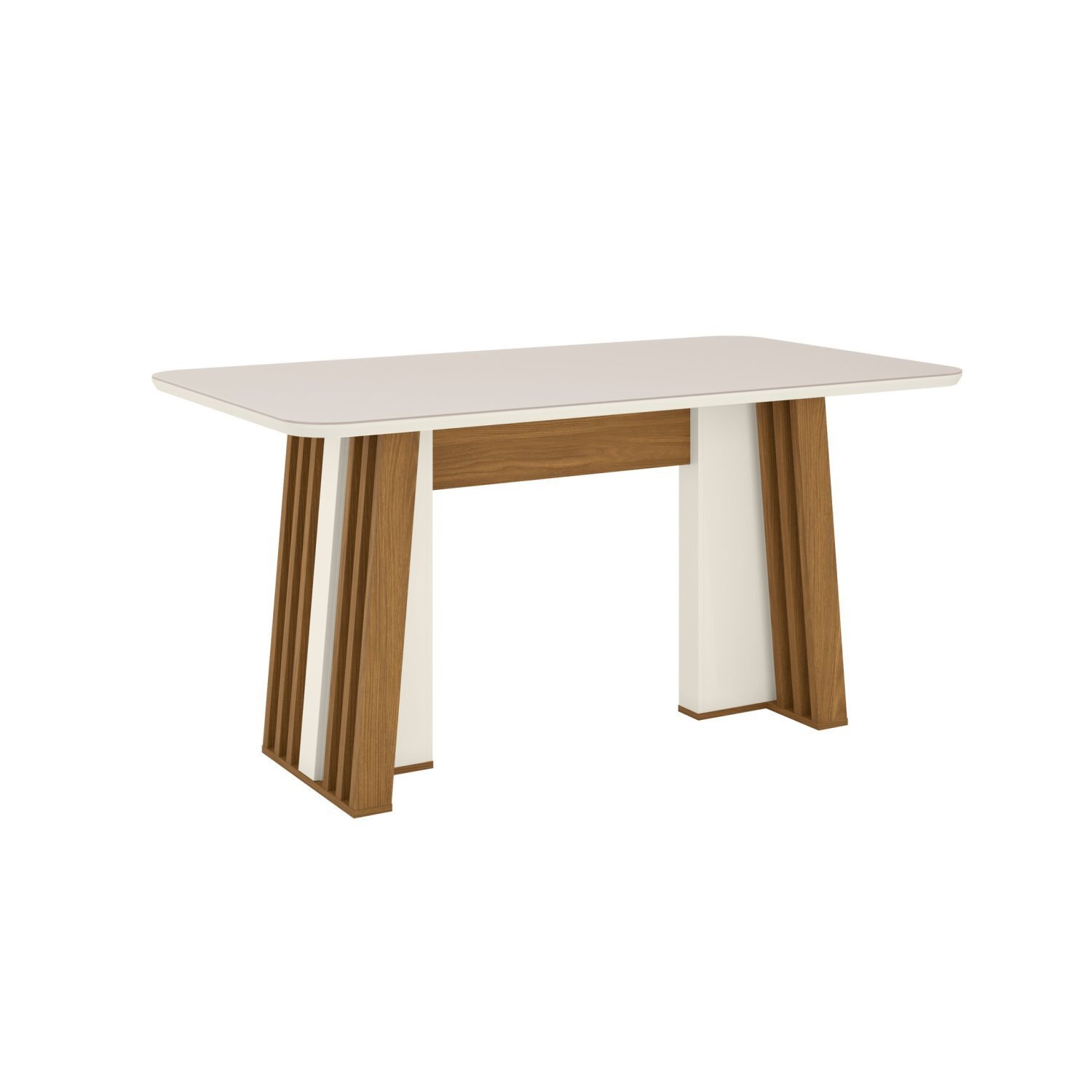Mesa de Jantar 6 Lugares 160cm Tampo com Canto Arredondado MDF e Vidro Stela - 2