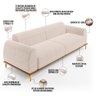 Sofá 04 Lugares Para Sala de Estar Kiev 260 cm D02 Veludo Bege C-309 - Lyam Decor - 4