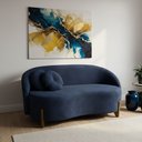Ver imagem 1 de Sofá Orgânico 2 Lugares C/2 Almofadas Curvo Sala Recepção Amsterdã Suede Azul Escuro - Montanari's D