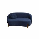 Ver imagem 2 de Sofá Orgânico 2 Lugares C/2 Almofadas Curvo Sala Recepção Amsterdã Suede Azul Escuro - Montanari's D