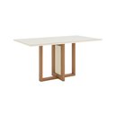 Ver imagem 2 de Mesa de Jantar 6 Lugares 160cm Tampo MDF e Vidro Canto Reto Natalí Marrom/Nature/Off White