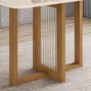 Ver imagem 4 de Mesa de Jantar 6 Lugares 160cm Tampo MDF e Vidro Canto Arredondado Natalí Bege/Nature/Off White