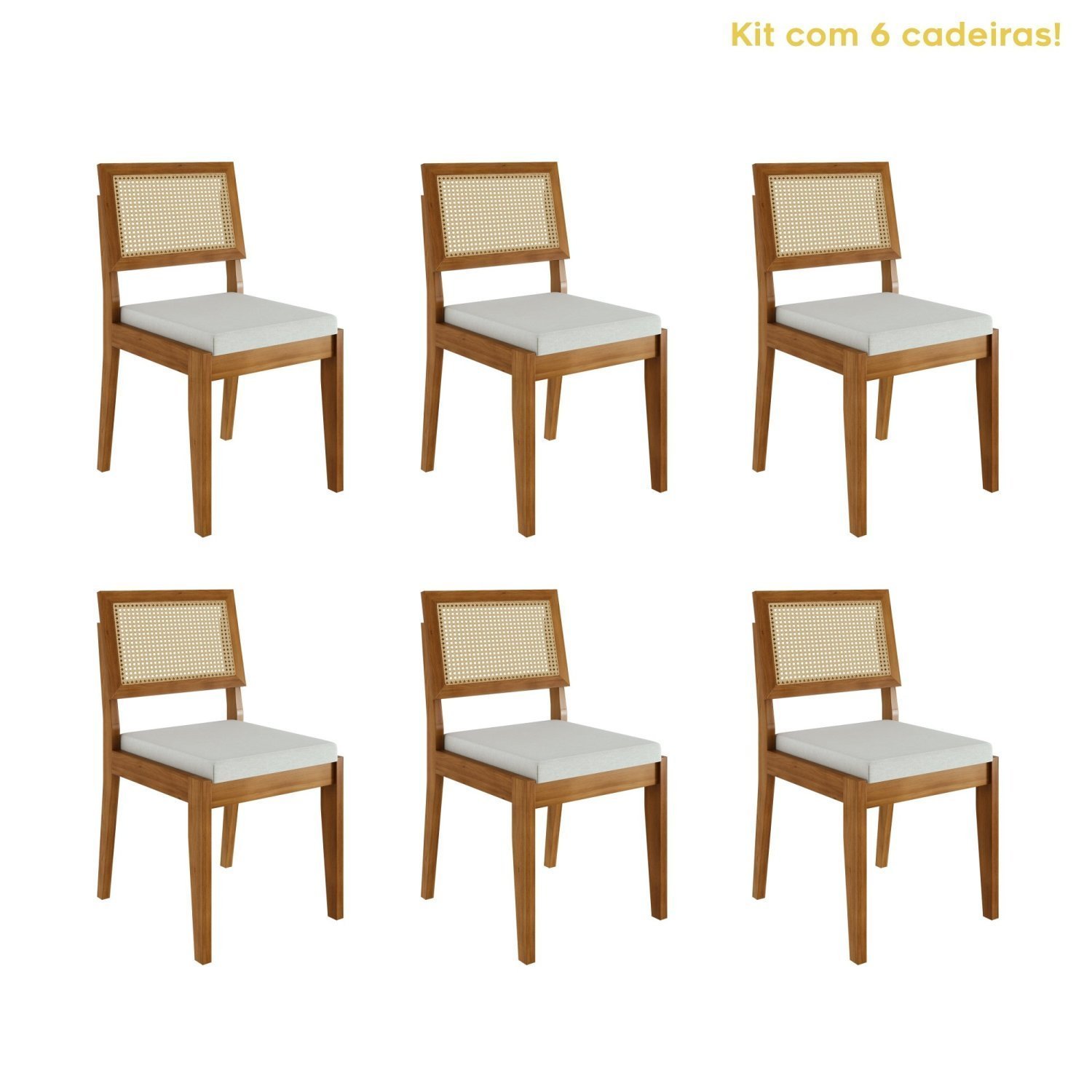 Conjunto Sala de Jantar Mesa Monalisa com 6 Cadeiras Rainha Nesher Móveis - 2