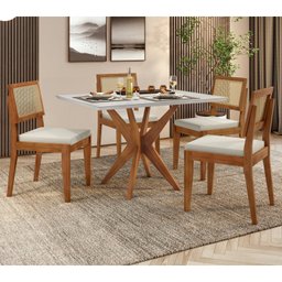Conjunto Sala de Jantar Mesa Donna com 4 Cadeiras Rainha Nesher Móveis - 1 Conjunto Sala de Jantar Mesa Donna com 4 Cadeiras Rainha Nesher Móveis - 1