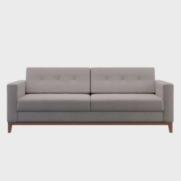 Sofá Com 3 Lugares Living Pés E Base Madeira Em Linho Cotton - Areia - 1