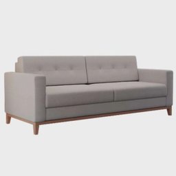 Sofá Com 3 Lugares Living Pés E Base Madeira Em Linho Cotton - Areia - 2