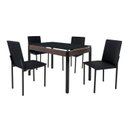 Ver imagem 3 de Conjunto Sala de Jantar Mesa Dubai 120x75cm Tampo Vidro com 4 Cadeiras Preto/Linho