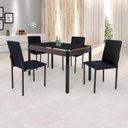 Ver imagem 1 de Conjunto Sala de Jantar Mesa Dubai 120x75cm Tampo Vidro com 4 Cadeiras Preto/Linho