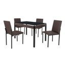Ver imagem 3 de Conjunto Sala de Jantar Mesa Dubai 120x75cm Tampo Vidro com 4 Cadeiras Marrom/Preto/Linho