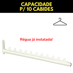 Kit 4 Araras Estilo Moderno Aço Resistente + 4 Cabideiros Rt Inclinados Fixos de Parede Loja Closet - 2