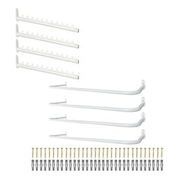 Kit 4 Araras Estilo Moderno Aço Resistente + 4 Cabideiros Rt Inclinados Fixos de Parede Loja Closet - 1