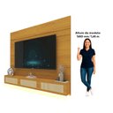 Ver imagem 5 de Estante Home para TV até 85 Polegadas com LED e Portas Rattan 100% MDF 217CMX217CM Luminare Native Marrom