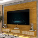 Ver mais imagens de Estante Home para TV até 85 Polegadas com LED e Portas Rattan 100% MDF 217CMX217CM Luminare Native Marrom