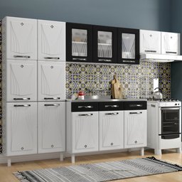 Armário de Cozinha Compacta de Aço Completa Star New 14 Portas 2 Gavetas Branco/preto - Pnr Móveis - 1