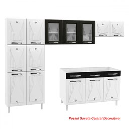 Armário de Cozinha Compacta de Aço Completa Star New 14 Portas 2 Gavetas Branco/preto - Pnr Móveis - 2
