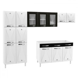 Armário de Cozinha Compacta de Aço Completa Star New 14 Portas 2 Gavetas Branco/preto - Pnr Móveis - 4