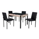 Ver imagem 3 de Conjunto Sala de Jantar Mesa Dubai 120x75cm Tampo Vidro com 4 Cadeiras Preto/Carvalho/Linho