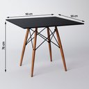 Ver imagem 3 de Mesa De Jantar Wood Quadrada Preta 90Cm Base Madeira Maciça Com 4 Cadeiras Brancas Cor: Preto
