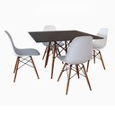 Ver imagem 1 de Mesa De Jantar Wood Quadrada Preta 90Cm Base Madeira Maciça Com 4 Cadeiras Brancas Cor: Preto