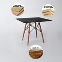 Ver imagem 5 de Mesa De Jantar Wood Quadrada Preta 90Cm Base Madeira Maciça Com 4 Cadeiras Brancas Cor: Preto