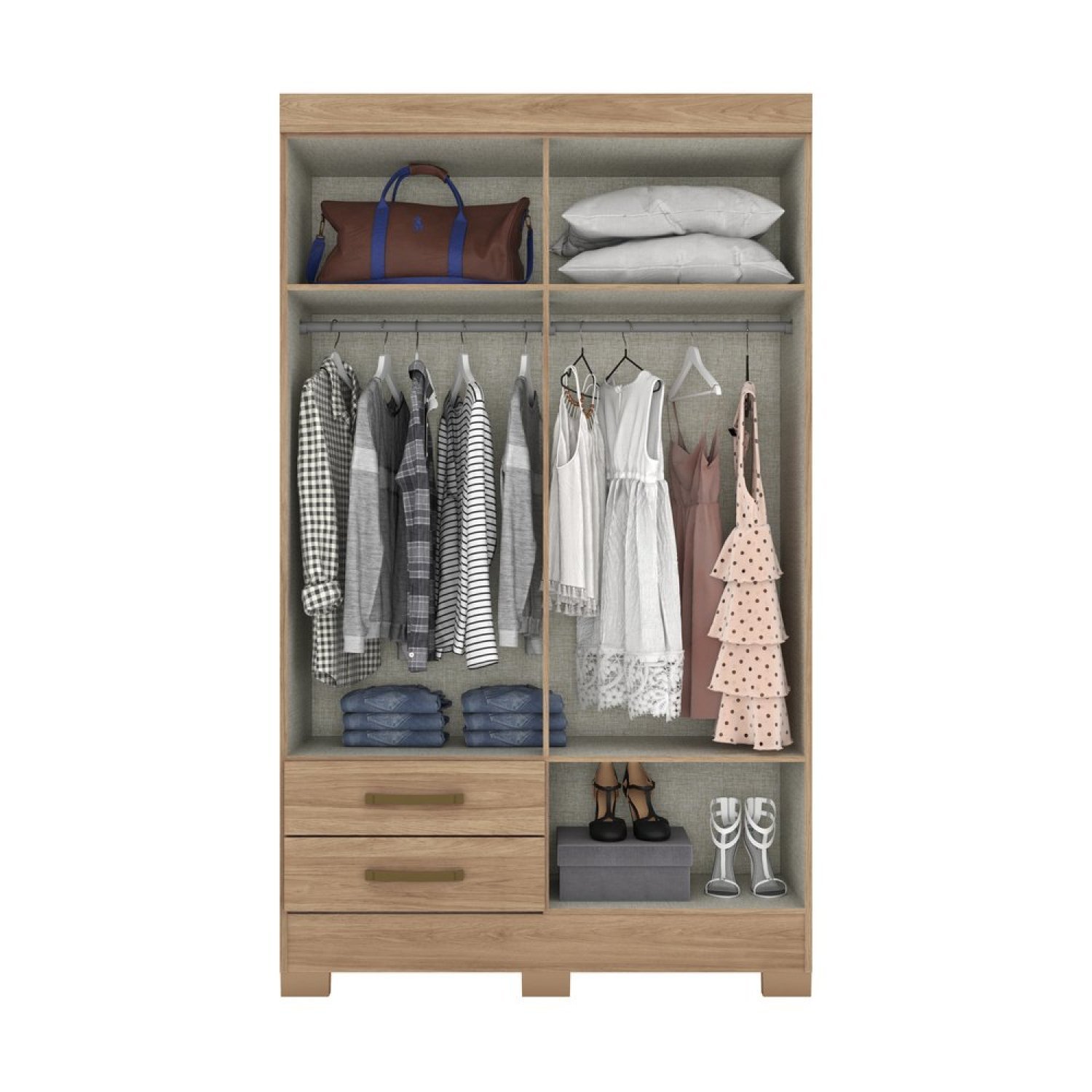 Guarda Roupa Solteiro 4 Portas 2 Gavetas BE12 Briz - 3