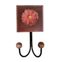 Ver imagem 1 de Toalheiro Cabideiro Duplo Flor 3d Rústico Artesanal Ferro Cor Rosa