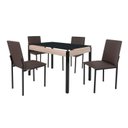 Ver imagem 3 de Conjunto Sala de Jantar Mesa Dubai 120x75cm Tampo Vidro com 4 Cadeiras Marrom/Carvalho/Preto/Linho