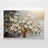 Quadro Decorativo Árvore da Vida Flores Brancas Dourado Sala Quarto Casa Escritório - 3