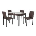 Ver imagem 3 de Conjunto Sala de Jantar Mesa Dubai 120x75cm Tampo Vidro com 4 Cadeiras Marrom/Preto/Linho