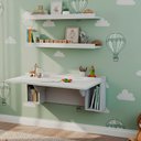 Ver imagem 1 de Conjunto Mesa Dobrável com Nichos e Aba 2 Prateleiras 78,5cm Branco
