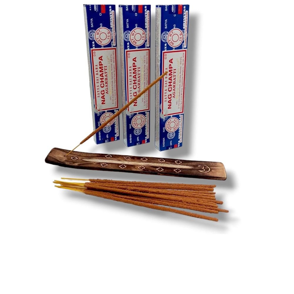 Incenso Indiano Nag Champa Satya Sai Baba 3cxd15gr Incensario Regua - 3