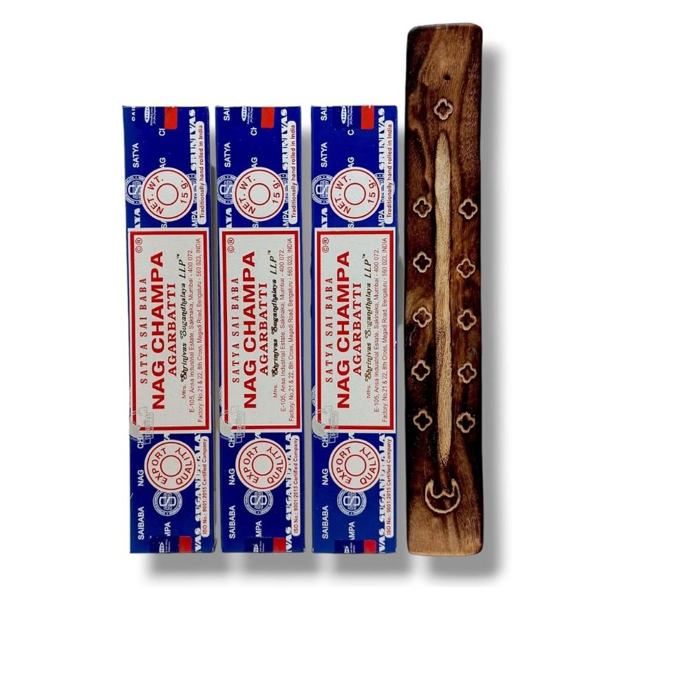 Incenso Indiano Nag Champa Satya Sai Baba 3cxd15gr Incensario Regua - 2