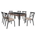 Ver imagem 2 de Conjunto Sala de Jantar Mesa 140x80cm Tampo Vidro com 6 Cadeiras Karina Bege/Preto