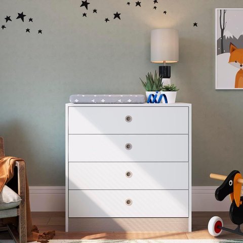 Cômoda Infantil com 4 Gavetas 73cm X 42,2cm para Quarto Cor:branco