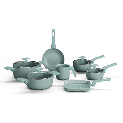 Conjunto de Panelas Sartin Cook 7 Peças Cerâmica Mimo Style - Verde Água