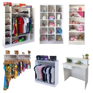 Expositor Colméia Armário Arara Balcão Caixa Loja Roupa 7 Pç