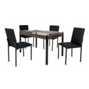 Ver imagem 3 de Conjunto Sala de Jantar Mesa Dubai 120x75cm Tampo Vidro com 4 Cadeiras Preto/Linho