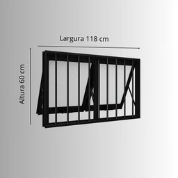 Janela de Aluminio Maxim-ar Duplo Horizontal com Grade 60x118cm Lucasa - 9