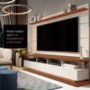 Ver imagem 3 de Rack com Painel para Sala Televisão até 65 Polegadas - Mod.2034:Off White/Freijó