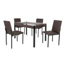Ver imagem 3 de Conjunto Sala de Jantar Mesa Dubai 120x75cm Tampo Vidro com 4 Cadeiras Marrom/Preto/Linho