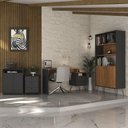 Ver imagem 5 de Conjunto Escritório Home Office 4 Peças Lux Industrial A06 Freijó-preto - Mpozenato