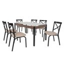 Ver imagem 3 de Conjunto Sala de Jantar Mesa 140x80cm Tampo Vidro com 6 Cadeiras Karina Bege/Preto