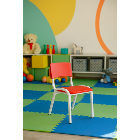 Cadeira Iso Infantil Vermelho Brinquedoteca Escola Creche Empilhavel