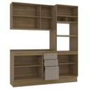 Ver imagem 4 de Armário de Cozinha Modulada Completa Reta 4 Peças 1,90m Botanic Kappesberg  - Nogueira/Fendi