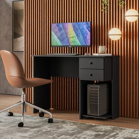 Escrivaninha Mesa Escritório 100cm 2 Gavetas Módulos e Complemento