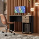 Ver imagem 1 de Escrivaninha Mesa Escritório 2 Gavetas 100cm Preto E Carvalho Rústico